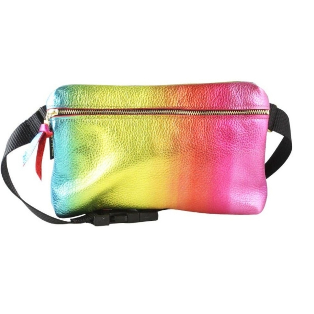 Zina Kao exclusives female male ombre 100%leather hip bag with brass ykk pull